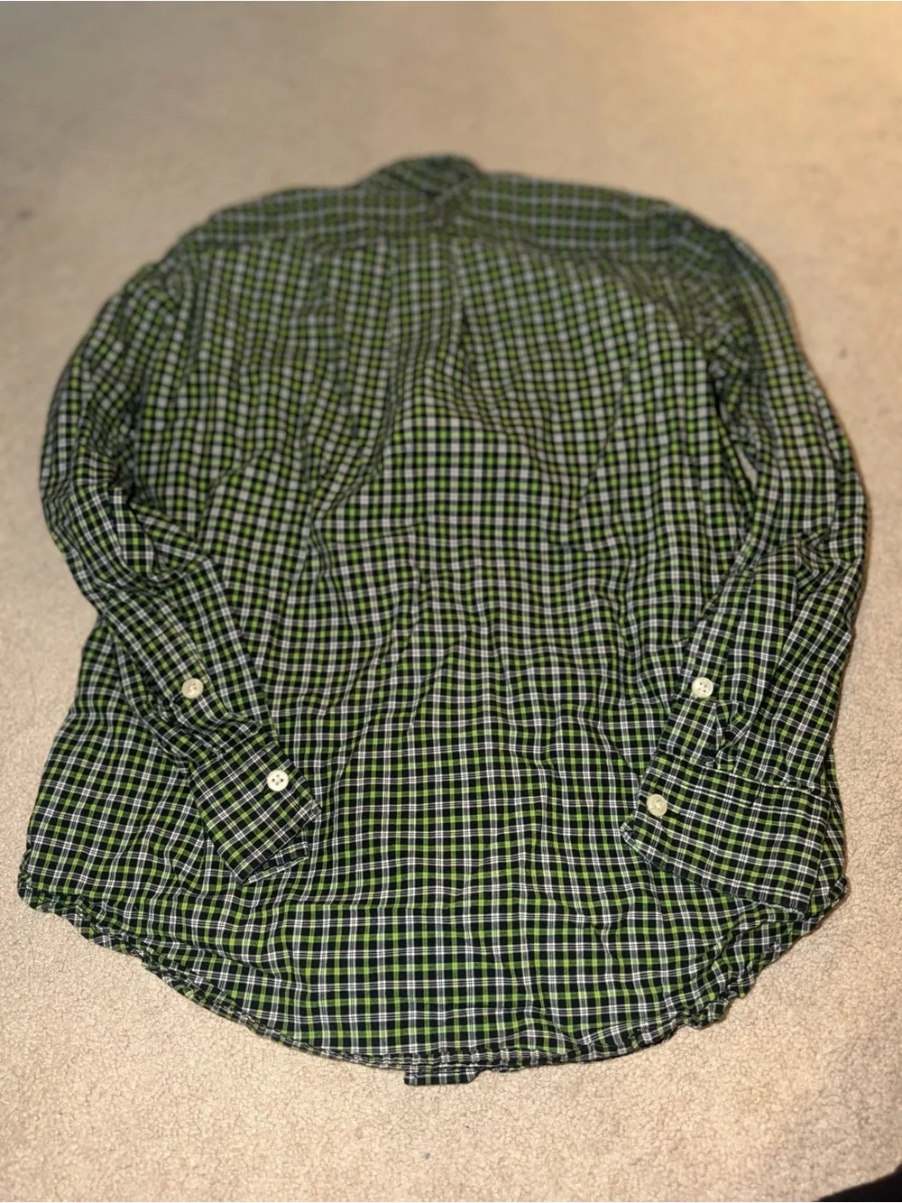 Polo Ralph Lauren Green and Black Plaid Button-Down Shirt Medium size 10-12